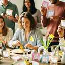 Qinyoung 24 Set Easter Candy Bottle Craft Kit DIY Bunny Bait Set with Cards Glass Bottles OPP Self-Adhesive Bag for Easter Basket Stuffers Egg Hunt Fillers Party Supplies Exchange Gifts Bulk