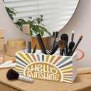 Hello Sunshine Pen Holder for Classroom Office Desk, Boho Classroom Decor, Retro Hello Sunshine Gifts Makeup Brush Toothbrush Holder Organizer for Bathroom Desk Accessories