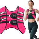 Weighted Vest, 12lb for Men, Women with Reflective Stripe, Weight Vests Adjustable for Workout, Strength Training, Running, Fitness, Muscle Building, Weight Loss (Pink)
