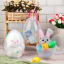 Suzile 18 Pcs Giant Easter Eggs 10 Inch Jumbo Fillable Eggs Shaped Baskets with Handles Plastic Extra Large Easter Containers Stands Upright for Holiday Hunt Decoration