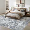 9x12 Area Rugs for Living Room: Washable Large Neutral Abstract Rug Soft Non Slip Stain Resistant Low Pile Indoor Carpet for Bedroom Dining Room Nursery Office Playroom - Blue Grey