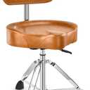 Donner Drum Throne with Backrest, Heavy Duty Hydraulic Drum Stool Height Adjustable Motorcycle Style Drum Seat Saddle Drum Throne for Adults Drummers (Brown) (19.8 x 15.5 x 9.8)
