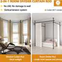 Curtain Rods No Drilling - Room Divider Tension Rod, Adjustable 28-171in(W) 4-10ft(H) Heavy Duty Floor to Ceiling Stand Temporary Privacy Wall Dividers Separation Partitions Black Window Rods