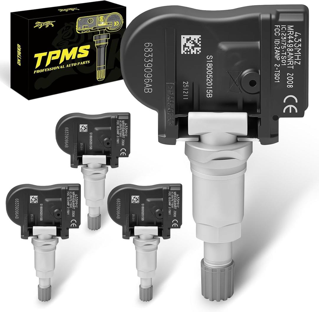 Oktiger TPMS Sensor Pre-Programmed Fit for Jeep Gladiator 2021-2024, Grand Cherokee 2021-2024, Wrangler 2021-2024, Grand Wagoneer, for Maserati, Tire Pressure Sensor 433MHz OE#68339096AB, 68339096AA