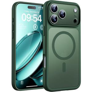 TOCOL for iPhone 17 Pro Case, Full Camera Protection, Builtin Magnetic Ring, Compatible with Magsafe Charger, Drop Protection, Translucent Matte Phone Case for iPhone 17 Pro 6.3 inch (Alpine Green)