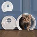 Gnome Door Cat Door for Interior Doors - Stylish & Functional with No Flap, Lockable, and Easy Installation, Spacious Large Kitty Door for Cats Up to 20 lbs, Private and Comfortable Pet Door (White)