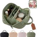 Lay Flat Makeup Bag Make Up Travel That Opens Cosmetic Puffer Set of 3 Washable Bags for Woman and Go Large Case Women Green Makeip My Parallel Bah Maleup Nag Storage Toiletry Pouch (green)