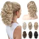 REECHO 12" Ponytail Extension, Classic Loose Curly Wavy Claw Clip Pony tails Hair Extensions Hairpieces for Women - Medium Blonde