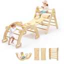 CoziBB Pikler Triangle Set, 5 in 1 Large Wooden Montessori Climbing Toys