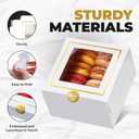 White Bakery Boxes with Window (30pcs) 4x4x2.5 Inches - Small 4 Inch Cake Treat Cookie Macaron Dessert Pastry Donut Cupcake Mini 4x4 Gold Gift Box - Empaques Cajas Para Postres 4 x 4