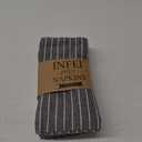 White Striped Linen Cotton Dinner Cloth Napkins - Set of 12 (17 x 17 inches) - for Events & Home Use (Black)