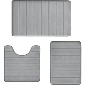 Bathroom Mats Memory Foam Bath Rug Set 3 Piece Non-Slip Bath Mats, Absorbent Shaggy Rugs, Machine Wash, Perfect Plush Bathroom Rugs, BathCarpets Set,Bath Mats for Bathroo Home Decor Accessories