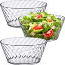 Amazing Abby - Bonita - 130-Ounce Plastic Serving Bowls (Set of 3), 10-Inch Clear Salad Bowl Set, BPA-Free, Shatter-Proof, Dishwasher-Safe, Stackable, Great for Salad, Fruit, Cereal, Snack, and More