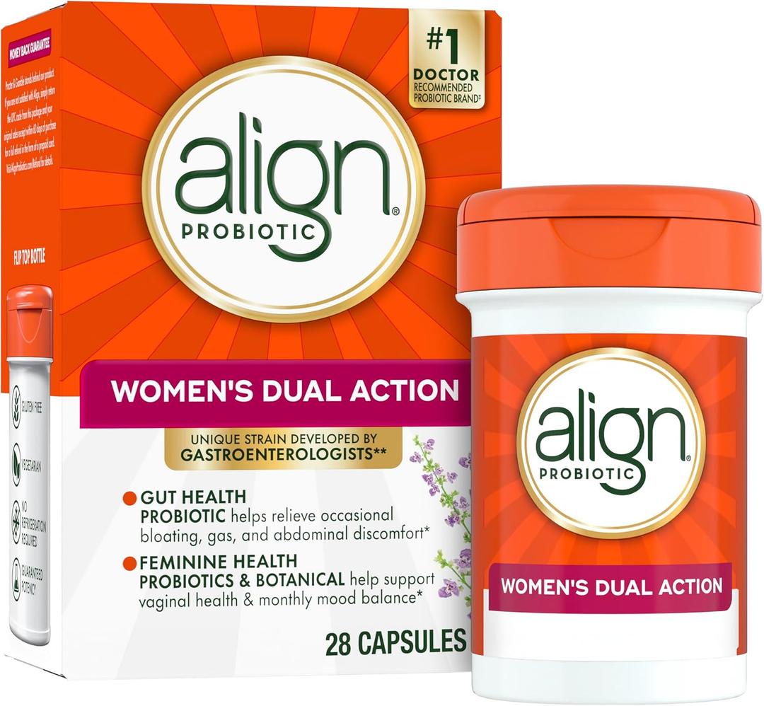 Align Probiotic, Womens Dual Action, Vaginal Probiotics for Women, Womens Probiotic for Vaginal Health Support, with Probiotics for Digestive Health, 28 Probiotic Capsules, BBD 07/2027