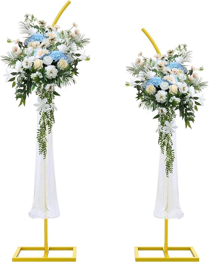 Wedding Arch Backdrop Stand(8FT&6.8FT), Metal Balloon Arch Stand, Ideal for Wedding Ceremony Baby Shower Birthday Party Garden Floral Decoration, Gold