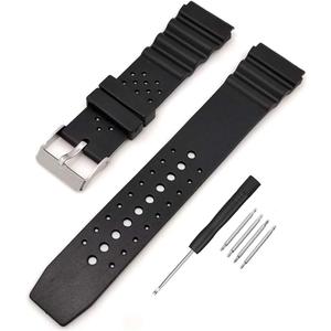 Black Silicone Rubber Divers Watch Band 18mm 20mm 22mm Replacement Strap