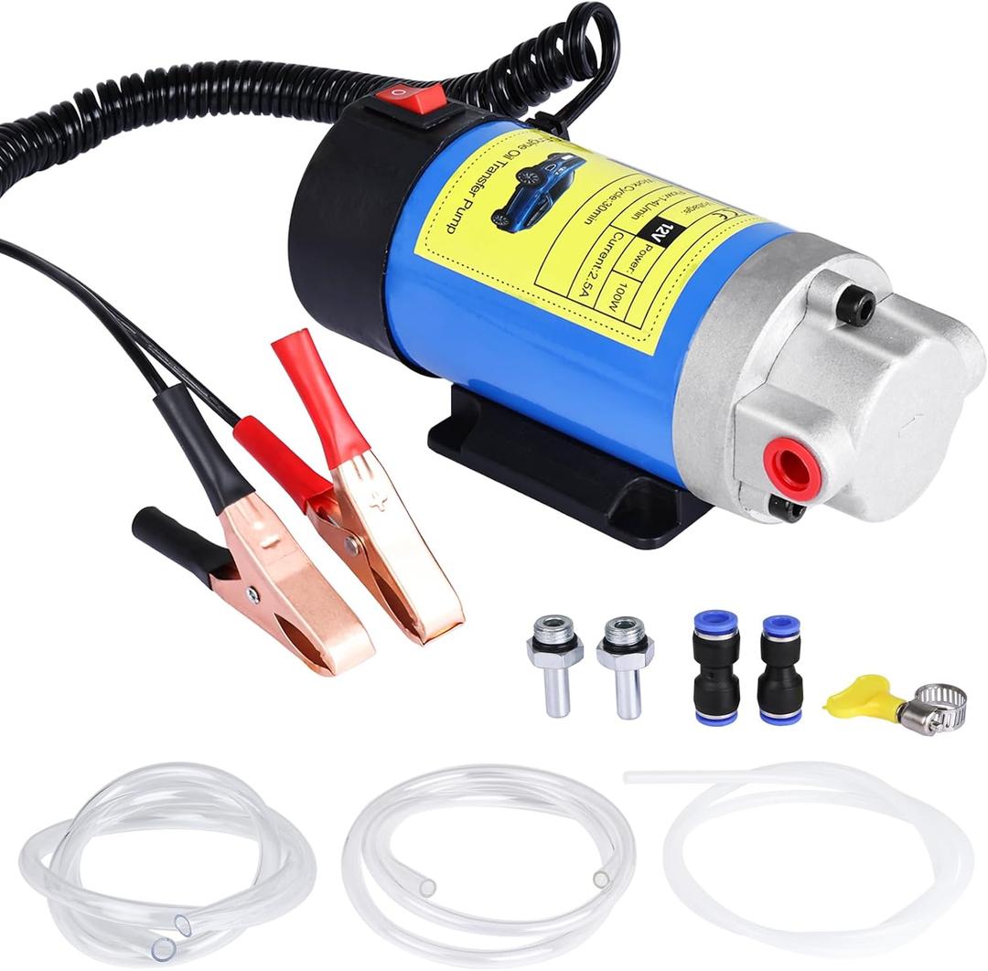 NORJIN Oil Extractor Pump 12V 100W, Engine Oil Transfer Change Pump, Portable Electric Self-Priming Gear Pump Oil Change Pump with Tubes for Car Motorcycle RV ATV and Boat
