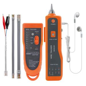 Wire Tester RJ45 RJ11 Cable Tracker Line Finder Multifunction Wire Tracker Ethernet LAN Network Cat5 Cat6 with Earphone for Cable Collation, Network Maintenance Collation, Telephone Line Test (Orange)