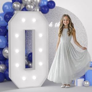 JoyMuse 4FT Marquee Numbers 0, Large Light Up Numbers 0 for 10th 30th 50th Birthday Decorations Cool White Light Number 0 for Anniversary Birthday Party Decor