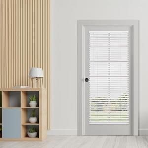 DEZ FURNISHINGS Cordless No Tool 1" Magnet Mini Blinds for Metal Doors, Room Darkening, 25" W x 72" H, White