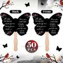 Beeveer 50 Pcs Funeral Favors Fans Memorial Paper Celebration of Life Handheld Fans with Wooden Handle Hand for Funeral Guests Services Condolence Sympathy Gift Supplies