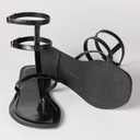 The Drop Women's Casper Gladiator Thong Ankle Sandal (8.5, Black)