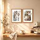 Doqueodas 2Pcs Vintage Country Kitchen Canvas Wall Art Wood Frame 16x24 in
