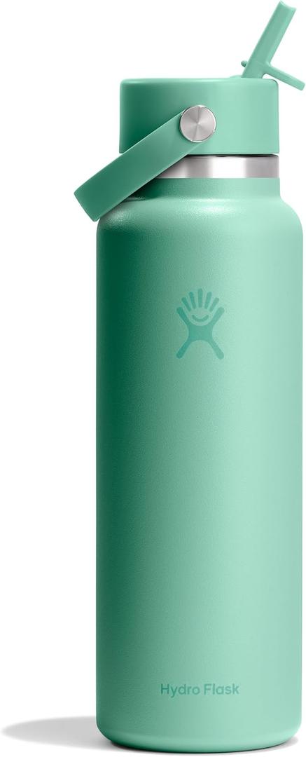 Hydro Flask Water Bottle - Insulated Stainless Steel - Wide Straw Lid, Non Spill, Leakproof in 40 Oz Mermaid Green