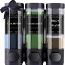 Shower Soap Dispenser 3 Chamber No Drill, Wall Mounted Shampoo and Conditioner Dispenser for Shower, Wall Mount Shampoo Dispenser Set for Bathroom Hotel Kitchen RV, Black.