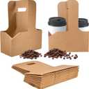 2 x 2 Cup Kraft Drink Carrier with Handles,20 Pack Portable Foldable Drink Carrier for Delivery,Cup Carriers for Hot or Cold Drinks,Coffee Carrier, Food Delivery,Take Out Cup Carriers., Brown (6.9L x 3.2W x 8.9H)