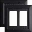 Beadboard Outlet Covers Wall Plates, Bamboo Fiber Light Switch Covers, Natural Material Electric Receptacle Decorative Switch Plate Outlet Cover (Matte Black, 2 Gang Decorator 2 Pack)