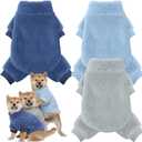Reginary 3 Pieces Dog Pajamas Puppy Clothes Winter Coats Elastic Pajamas for Puppy Fluffy Jumpsuit Fleece Sweater for 4 Legs Dog Bodysuit (Small, Blue, Gray)