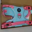 PHOEPET No Pull Dog Harness, Unique Colors Reflective Adjustable Dog Vest, with Soft Training Handle Metal Clips for Small Medium Large Dogs (Mint Green Base & Pink Straps,XL)