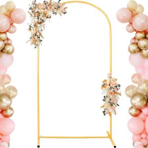 7.2FT Adjustable Wedding Balloon Gold Metal Arch Backdrop Stand, Tool Free Assembly Arch Frame for Birthday Flower Party Bridal Baby Shower Garden Floral Valentine Ceremony Outdoor Indoor Event Decor