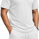 Men's 2 Pieces Outfits Casual Polo Shirt and Shorts Set Collar Athletic Jogging Summer Tracksuit (White, XL)