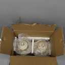 JHY DESIGN Set of 2 Rustic Decorative Lanterns 10" H Vintage Hanging Lantern Metal Candleholder for Indoor Outdoor, Events, Parities, Patio and Wedding(White with Gold Brush)