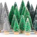 Bottle Brush Trees, Christmas Village Decor Accessories, Xmas Village Trees, Christmas Decorations Indoor (Silver+Green+DarkGreen)