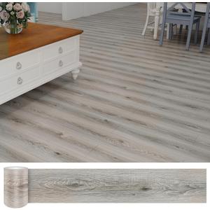 Peel and Stick Floor Tile Waterproof 36pcs Pack 54 Sq.Ft,NO Sticky Residue Left Vinyl Wood Plank Self-Adhesive and DIY Flooring Tiles for Bathroom, Kitchen, Living Room, Bedroom (36" x 6",Taupe)