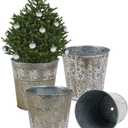 Christmas Gold Galvanized Metal Buckets - 4Pcs Rustic Farmhouse Tin Planters Pot with Drain Hole and Plug Xmas Gift Vintage Flower Pot for Party Table Centerpieces Outdoor Garden Home Decor, 6 Inch