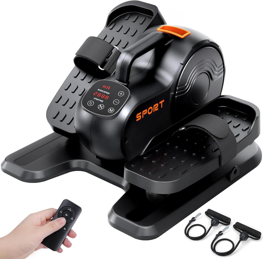 Under Desk Elliptical Machine, 3-in-1 THERUN Electric Leg Exerciser for Seniors, Fully Assembled Portable Seated Pedal Exerciser w/Remote Control, 10-Level Speeds & Resistance