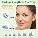 DIY Individual Lashes Clusters Kit,240pcs Lash Clusters Eyelash Extension Kit with Cluster Lash Glue and Lash Tweezer D Curl Lash Extension Kit False Eyelash Cluster Kit At Home(0.07D, 10-15mm)