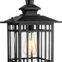 Emliviar Outdoor Semi Flush Mount Ceiling Light Fixture, 15.4 Inch Black Porch Light Ceiling Mount with Clear Glass for Proch, E26 Base Socket, XE309F-M BK, Standard - Clear Glass