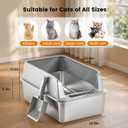 Stainless Steel Sifting Litter Box for Pine Pellets, Sifting Cat Litter Box with Sifter, High Side for Small Cats, Anti-Leakage, Odor Control, Includes Scooper, 22.4" x 14.6" x 11"