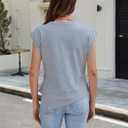 Blooming Jelly Womens Summer Tops Crewneck Casual T Shirts Loose Cap Sleeve Shirts Asymmetric Trendy Clothes 2025 (L)