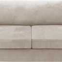 H.VERSAILTEX Sofa Cover 3 Piece T Cushion Sofa Slipcovers Thick Velvet Couch Cover Stretch T Cushion Sofa Covers for 2 Cushion Couch with 2 Individual T Cushion Covers Washable, Oatmeal