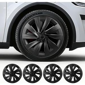 4PCS Wheel Covers for New Tesla Model Y Juniper 19 inch 2025-2026, Hubcaps Fits for Tesla Model Y Juniper, Rim Cover Protector Wheel Cover,Matte Black