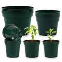 RooTrimmer 15 Pack 4/6/8 Inch Plant Nursery Pots, Sturdy Plant Pots with Drainage Holes, Ideal for Seedlings, Indoor/Outdoor Use, Green