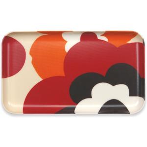 TATSU-CRAFT NR Non Slip Serving Tray with Nordic Bloom Garden Red, Microwave Safe Plastic Tray, 8.5 x 4.9 Inches, Ideal for Cafeterias, Restaurants, Coffee Shops, Home, Fast Food, Snacks, Drinks, More
