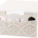 2Pcs Macrame Bedside Caddy Bedside Storage Organizer Basket Bed Hanging Bag Boho Remote Control Holder Table Cabinet Caddy Sofa Armrest Bag Magazine Holder for Home Bedroom Living Room Dorm Bed