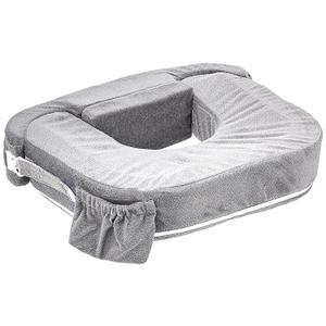 My Brest Friend Twin Nursing Pillow - Enhanced Comfort with Slipcover - Ultimate Ergonomic Support for Breastfeeding- Adjustable Strap and Silent Release Buckle with Handy Side Pocket, Evening Grey